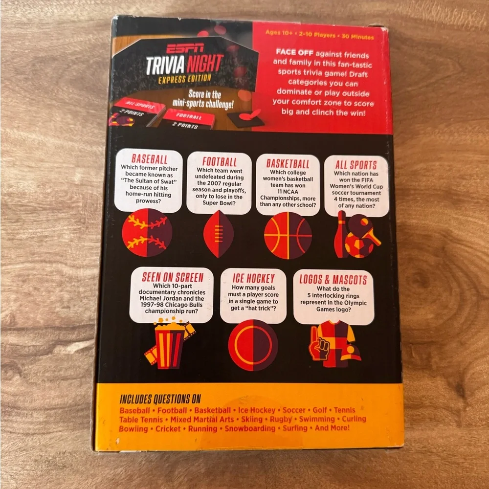 Funko Games ESPN Trivia Night Express Edition/ Trivia Game For 2-10 Players New